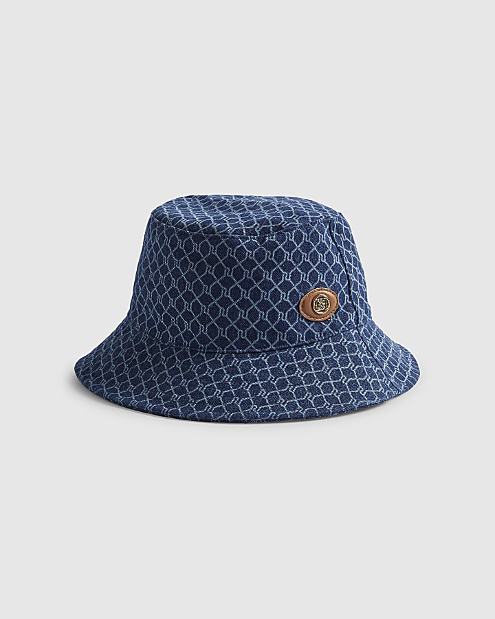Blue Denim Monogram Bucket Hat