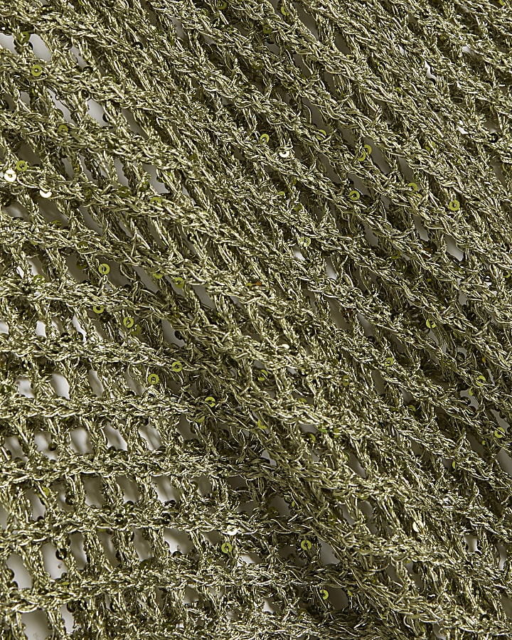 Green Open Knit Asymmetric Cape