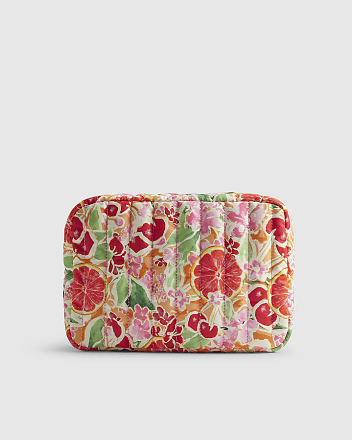 Orange Fruity Floral Toiletries Bag