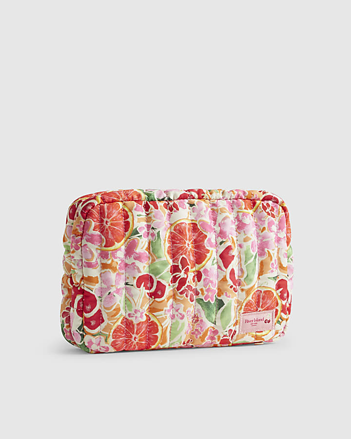 Orange Fruity Floral Toiletries Bag
