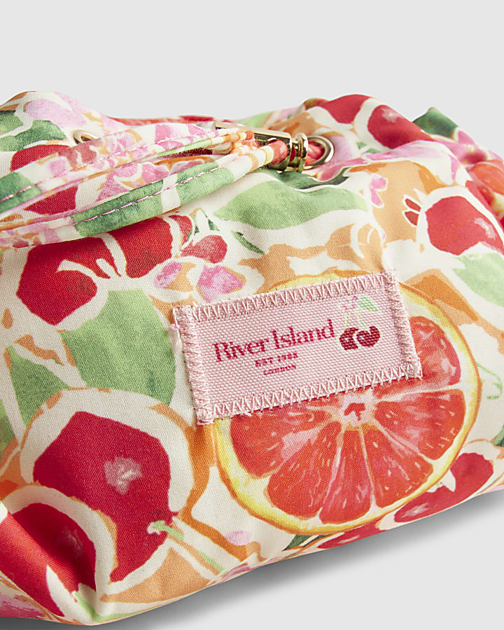 Orange Fruity Floral Scrunch Flat Lay