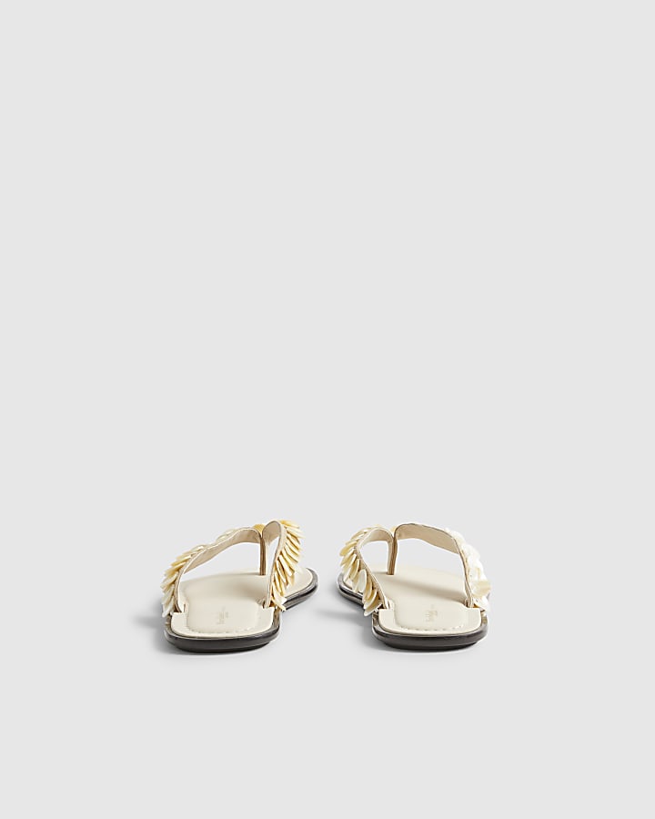 Cream Mother Of Pearl Flip Flops
