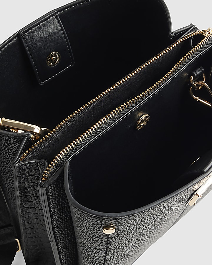 Black Monogram Panelled Messenger Bag