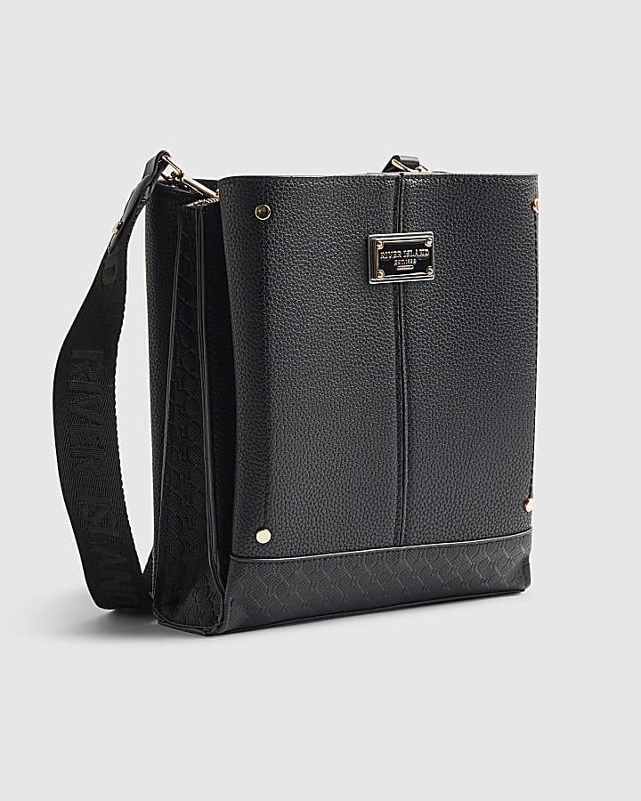 Black Monogram Panelled Messenger Bag