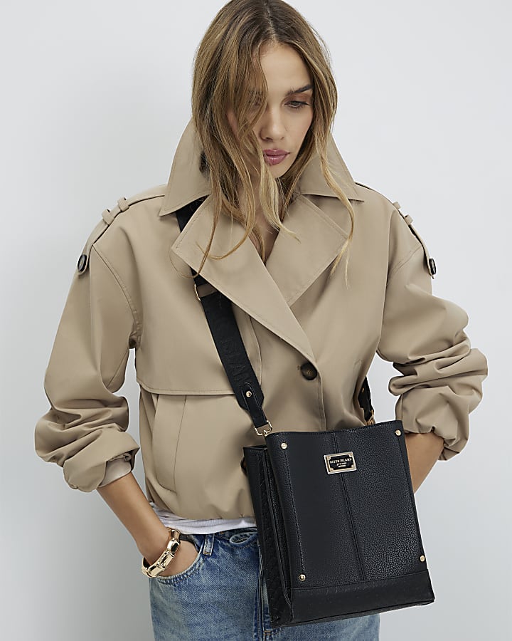 Black Monogram Panelled Messenger Bag