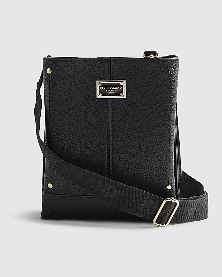 Black Monogram Panelled Messenger Bag