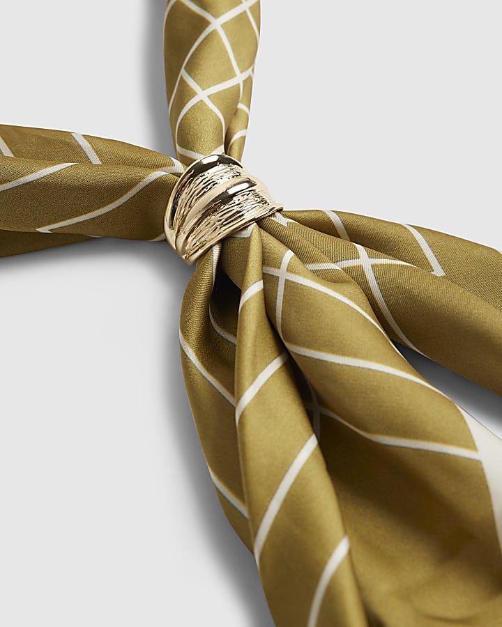 Green Geometric Stripe Scarf