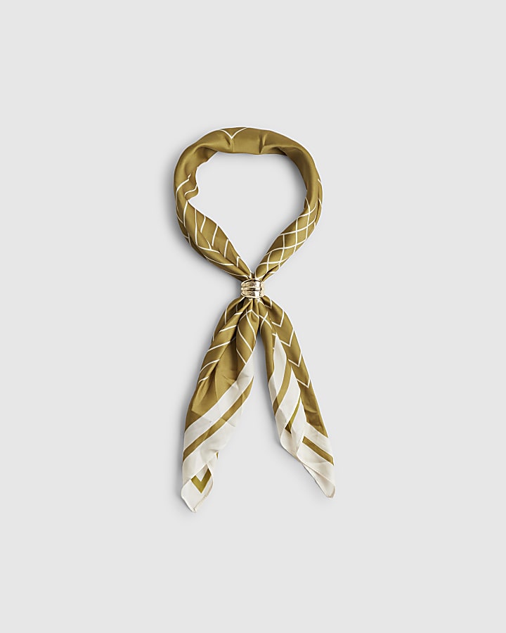 Green Geometric Stripe Scarf