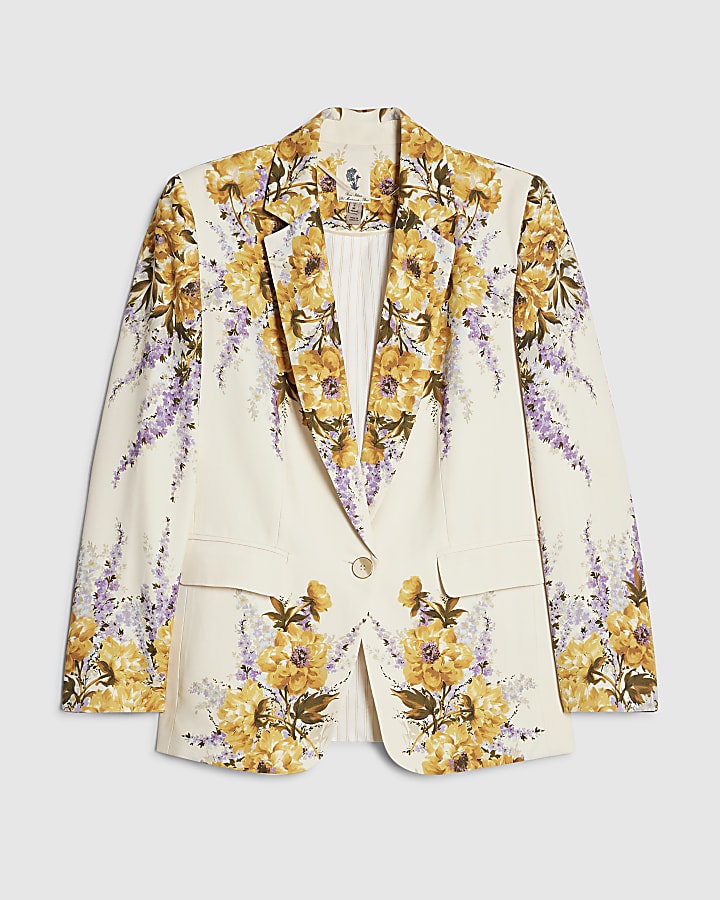 Cream Floral Blazer