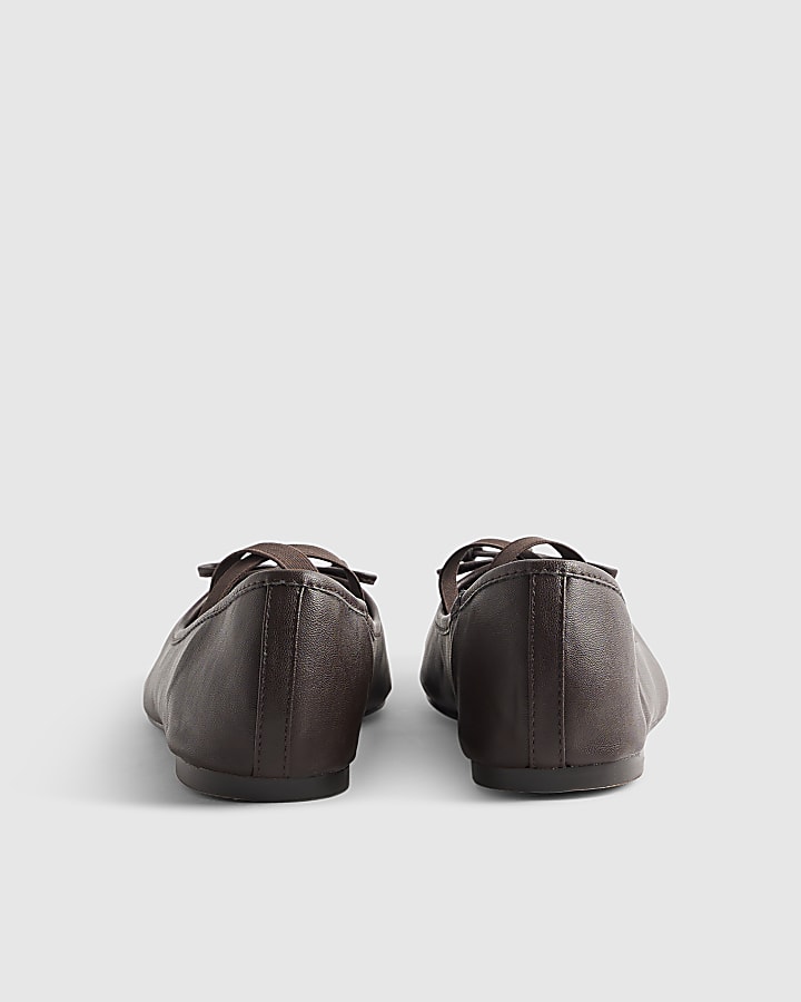 Brown Square Toe Ballet Pumps