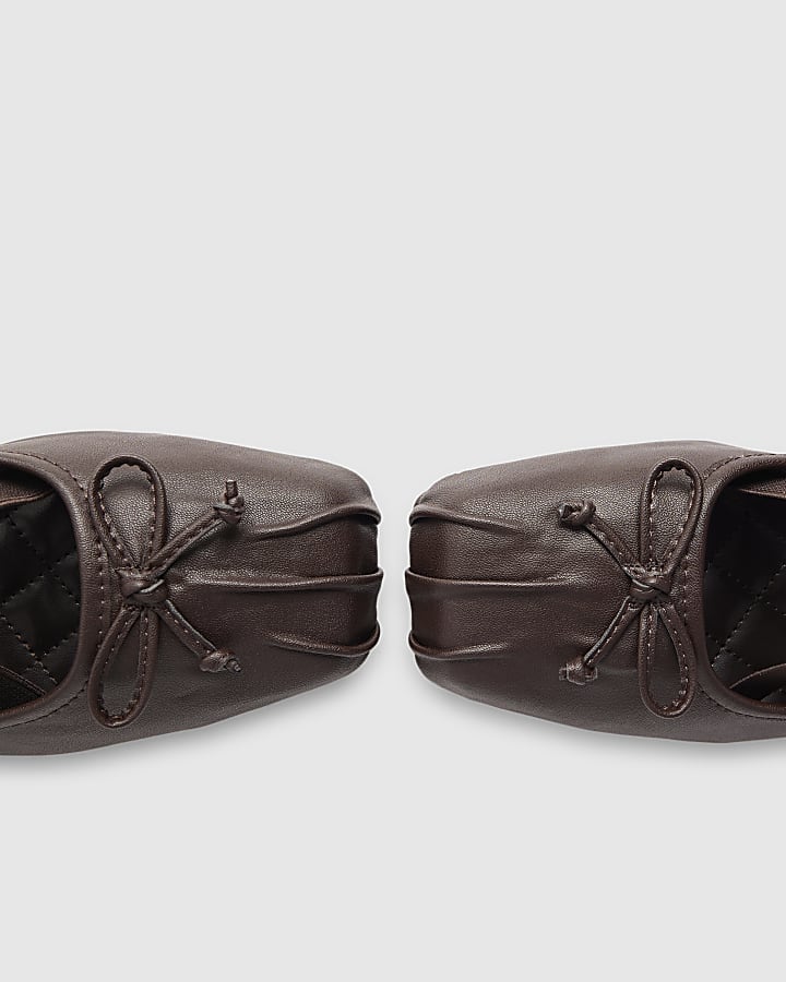 Brown Square Toe Ballet Pumps