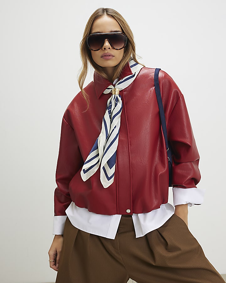 Navy Geometric Stripe Scarf