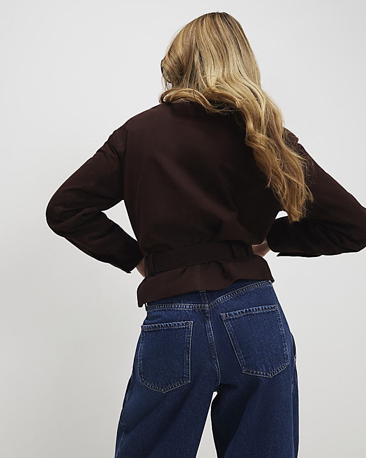 Brown Suede Belted Jacket