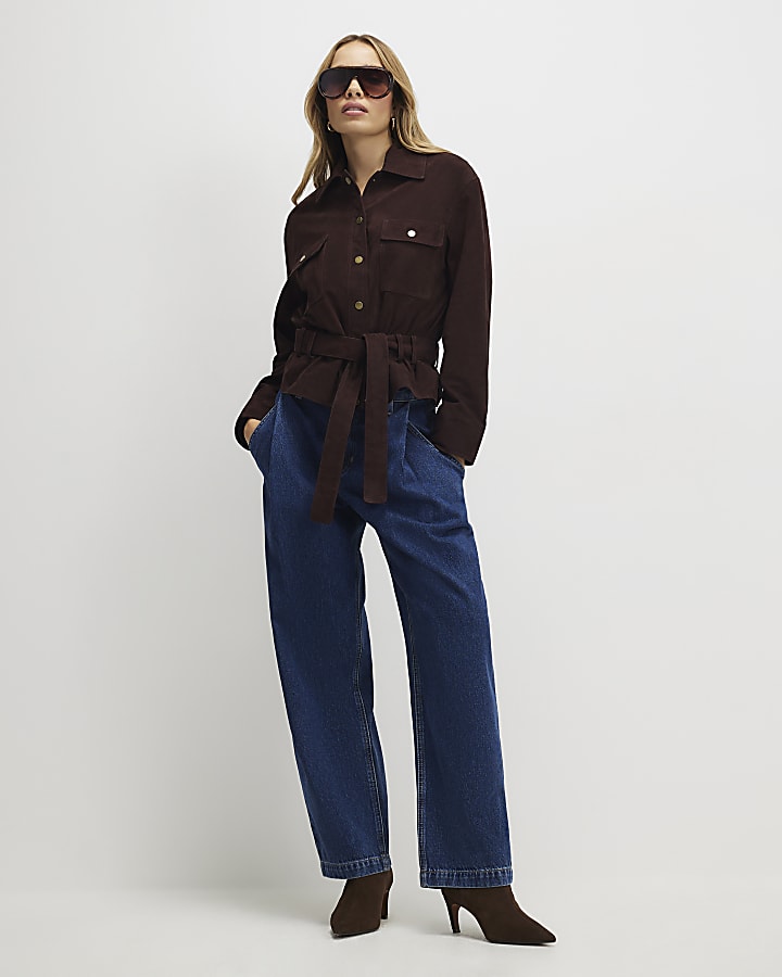 Brown Suede Belted Jacket