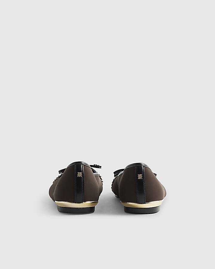Brown Toe Cap Ballet Pumps