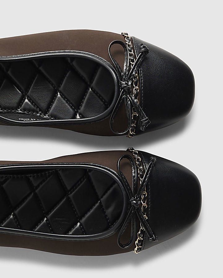 Brown Toe Cap Ballet Pumps