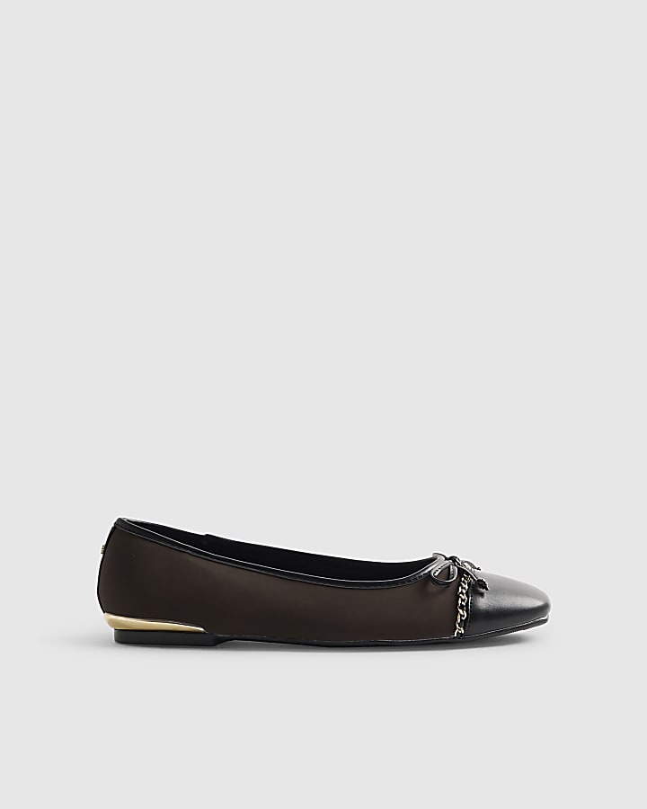 Brown Toe Cap Ballet Pumps