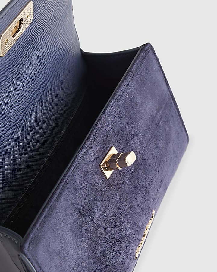 Navy Lock Front Tote Bag