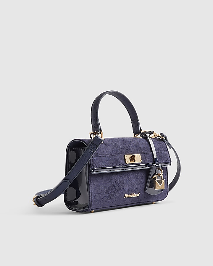 Navy Lock Front Tote Bag