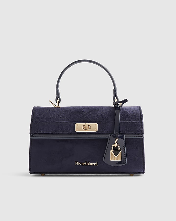 Navy Lock Front Tote Bag