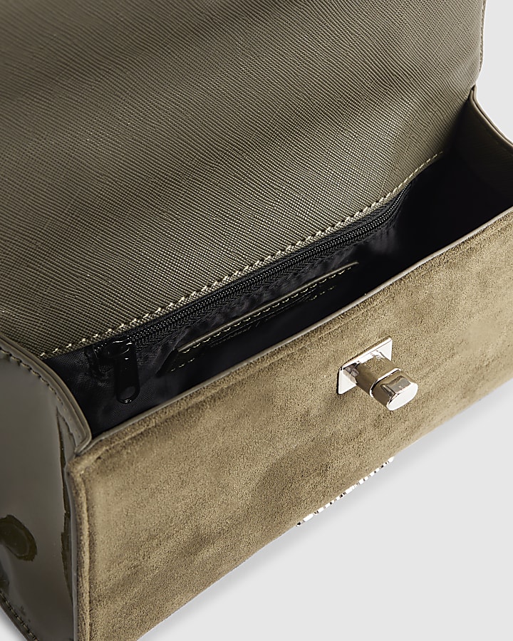 Khaki Lock Front Tote Bag