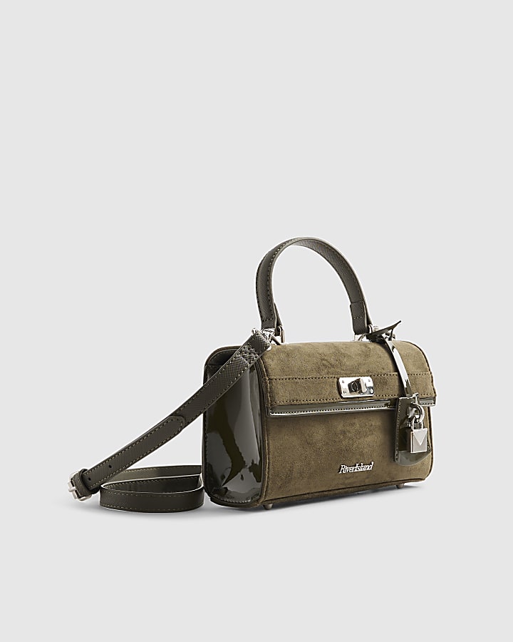Khaki Lock Front Tote Bag