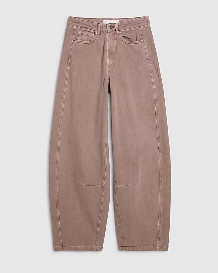 Pink High Waisted Balloon Leg Jeans