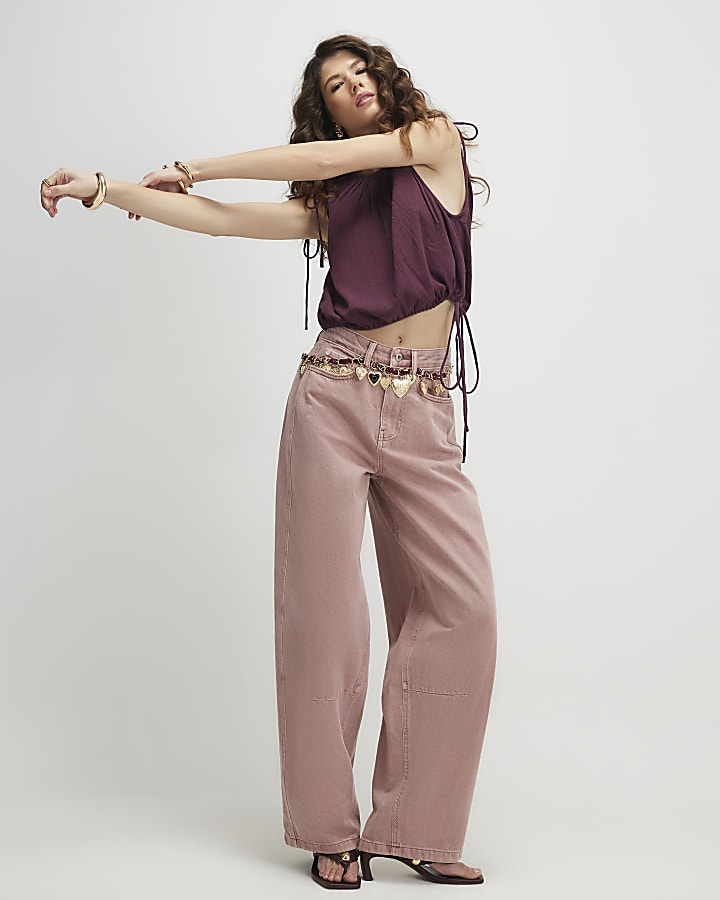 Pink High Waisted Balloon Leg Jeans