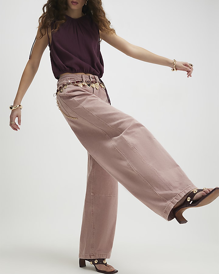 Pink High Waisted Balloon Leg Jeans