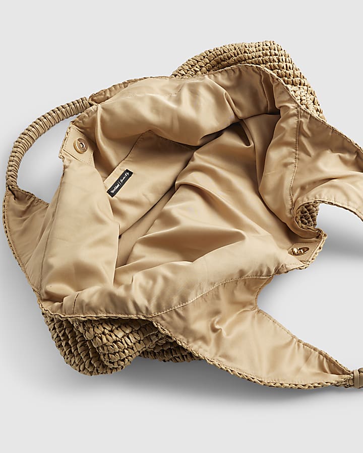 Beige Raffia Shopper Bag