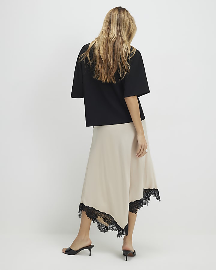 Cream Lace Hybrid T-Shirt Maxi Dress