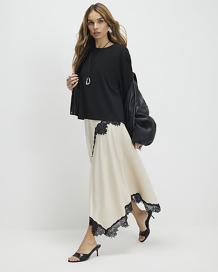 Cream Lace Hybrid T-Shirt Maxi Dress