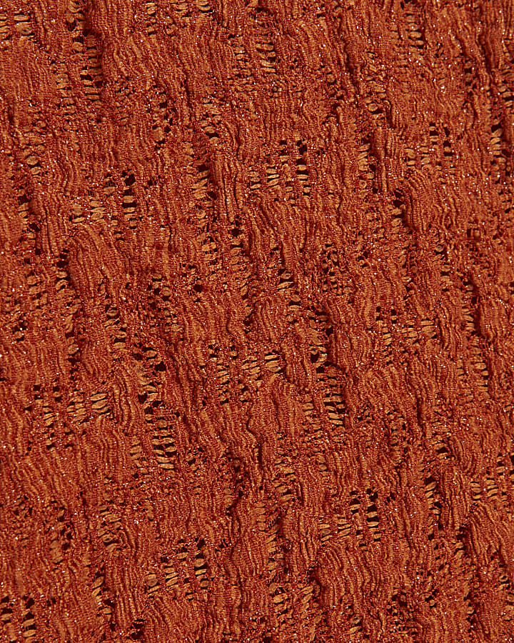 Orange Sleeveless Ruffle Textured Top