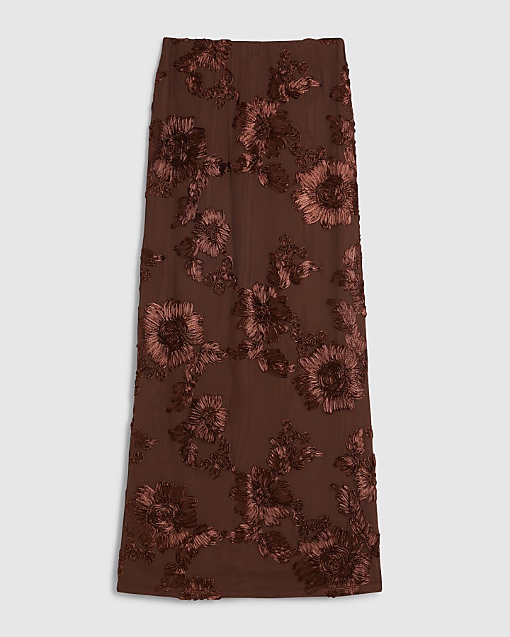 Petite Brown Cornelli Maxi Skirt