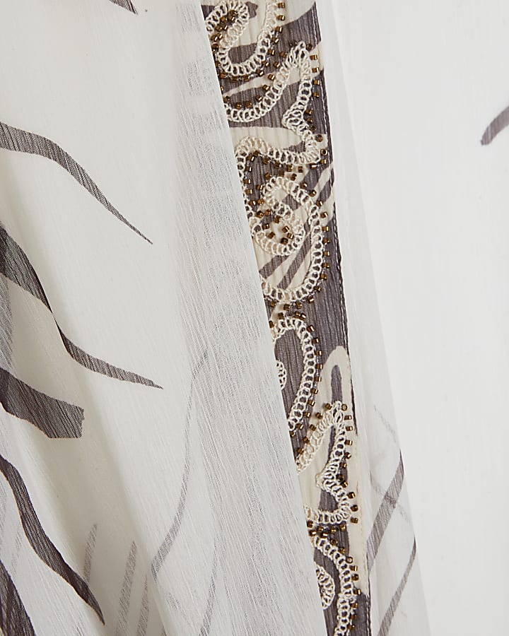 Cream Animal Print Kimono