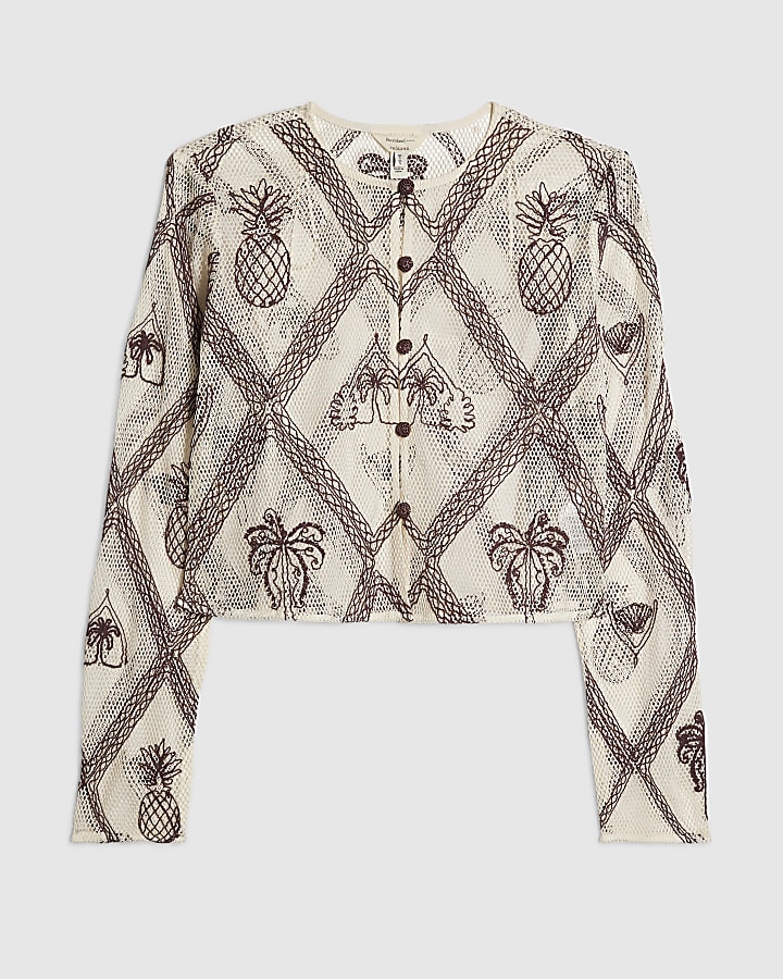 Cream Crochet Motif Beach Cardigan