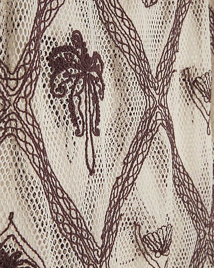 Cream Crochet Motif Beach Skirt