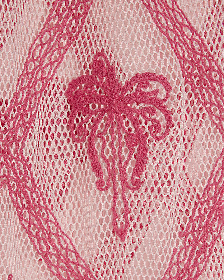 Pink Crochet Motif Beach Skirt