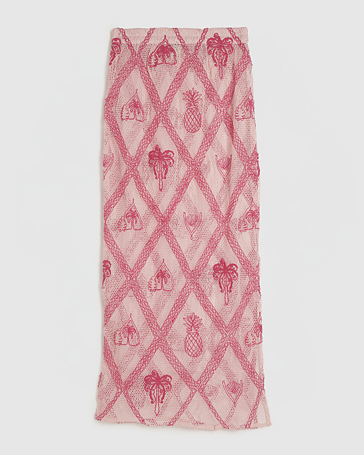 Pink Crochet Motif Beach Skirt