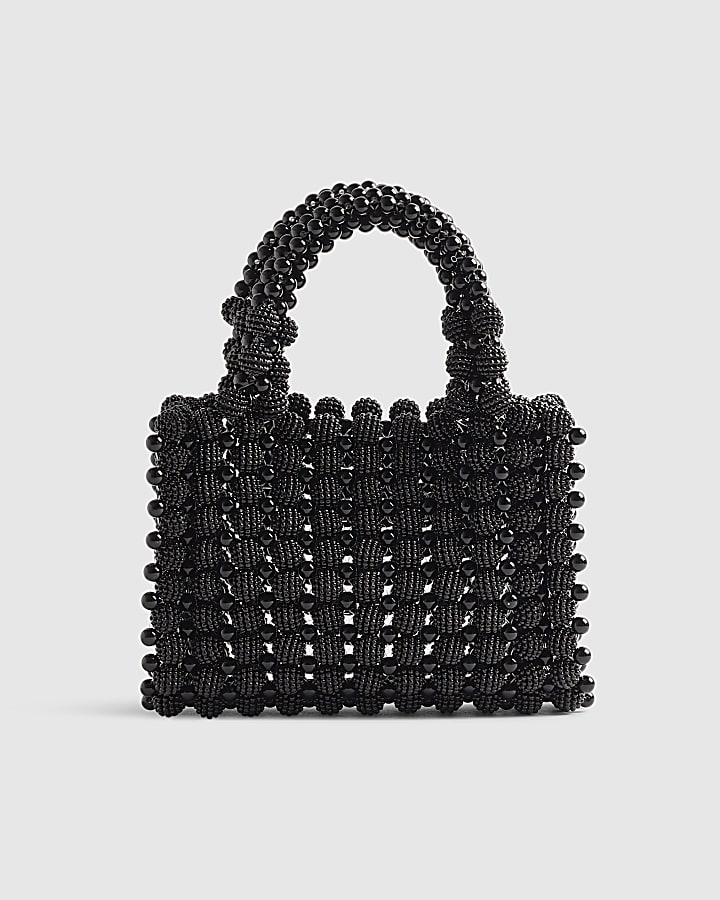 Black Beaded Clutch Bag