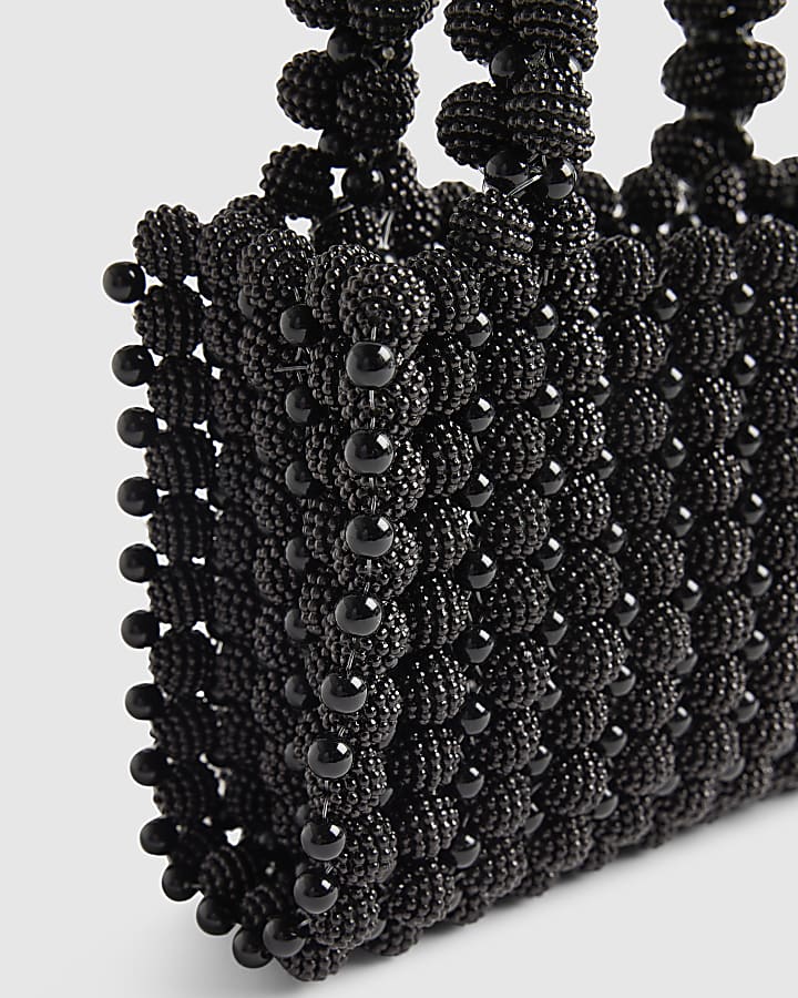 Black Beaded Clutch Bag