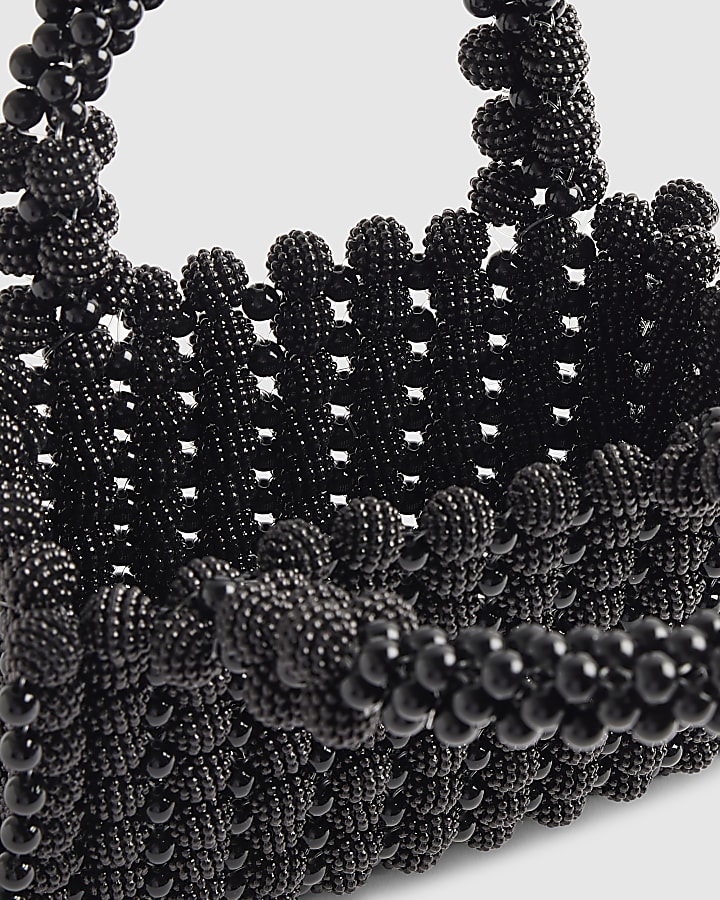 Black Beaded Clutch Bag