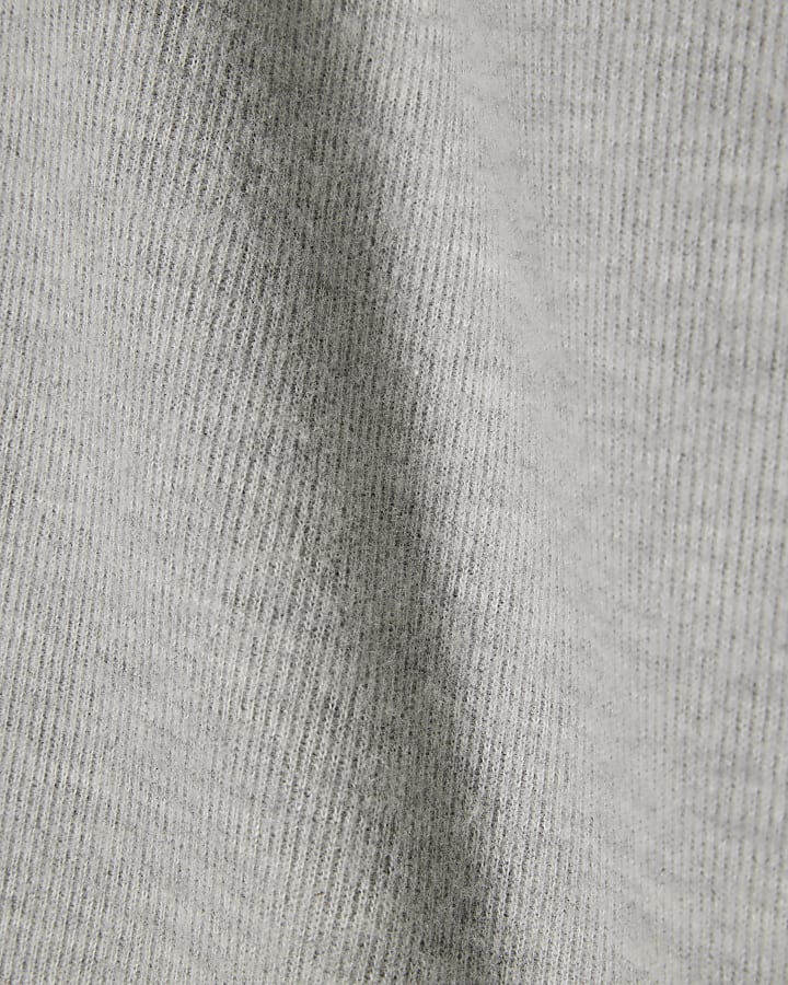 Grey Cosy Long Sleeve Whipstitch Top