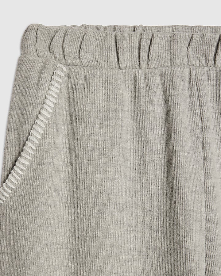 Grey Cosy Whipstitch Wide Leg Joggers