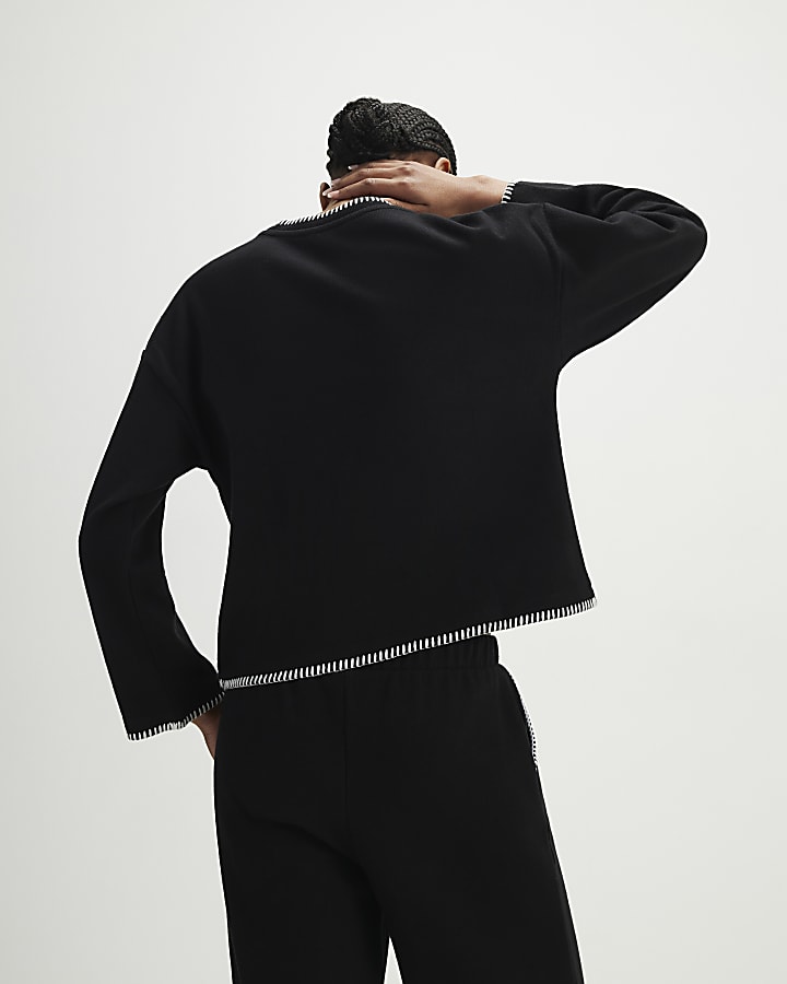 Black Whipstitch Cosy Sweatshirt