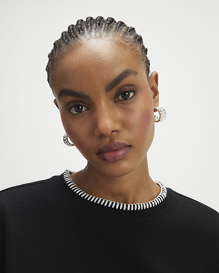 Black Whipstitch Cosy Sweatshirt