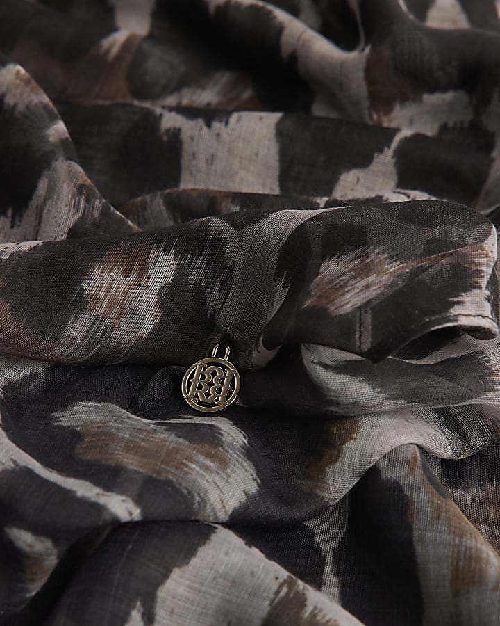 Brown Leopard Print Scarf