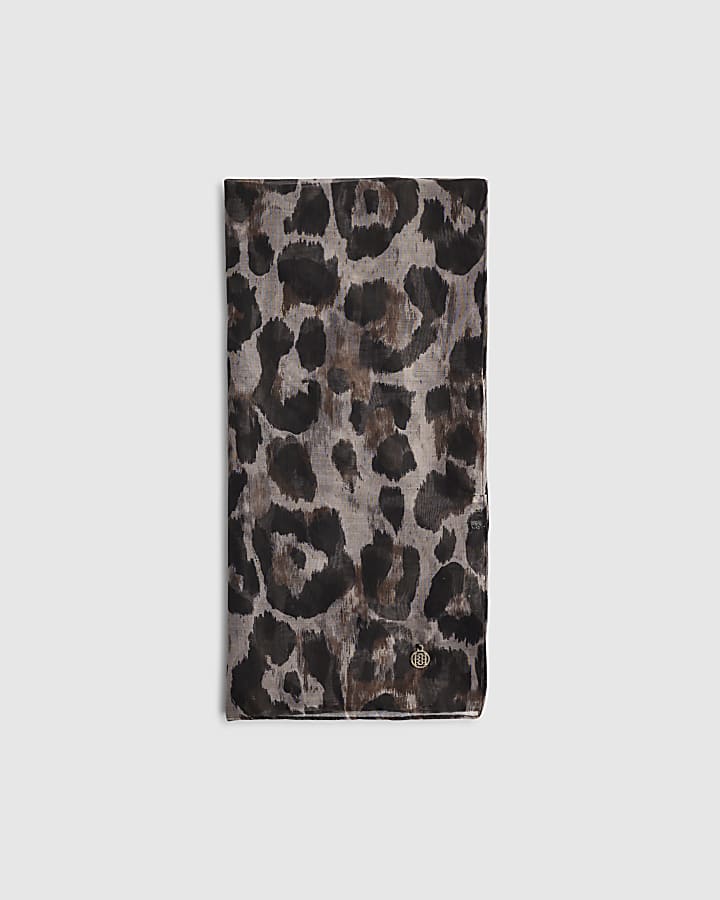 Brown Leopard Print Scarf
