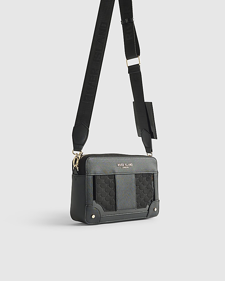 Black Monogram Panelled Cross Body Bag