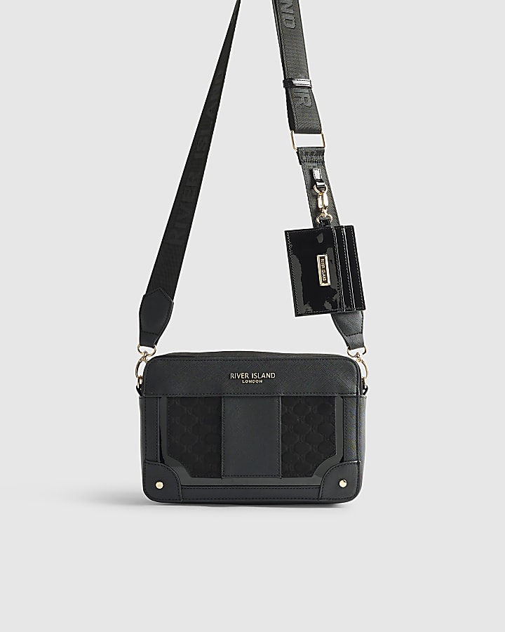 Black Monogram Panelled Cross Body Bag
